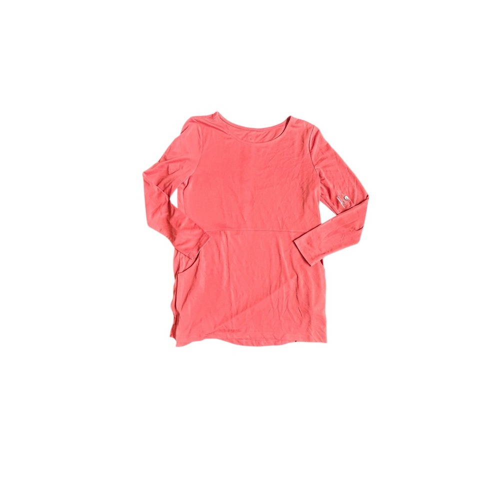 Soft Surroundings Coral Pink Long Sleeve Button Back‎ Tunic Top Shirt Small NWT